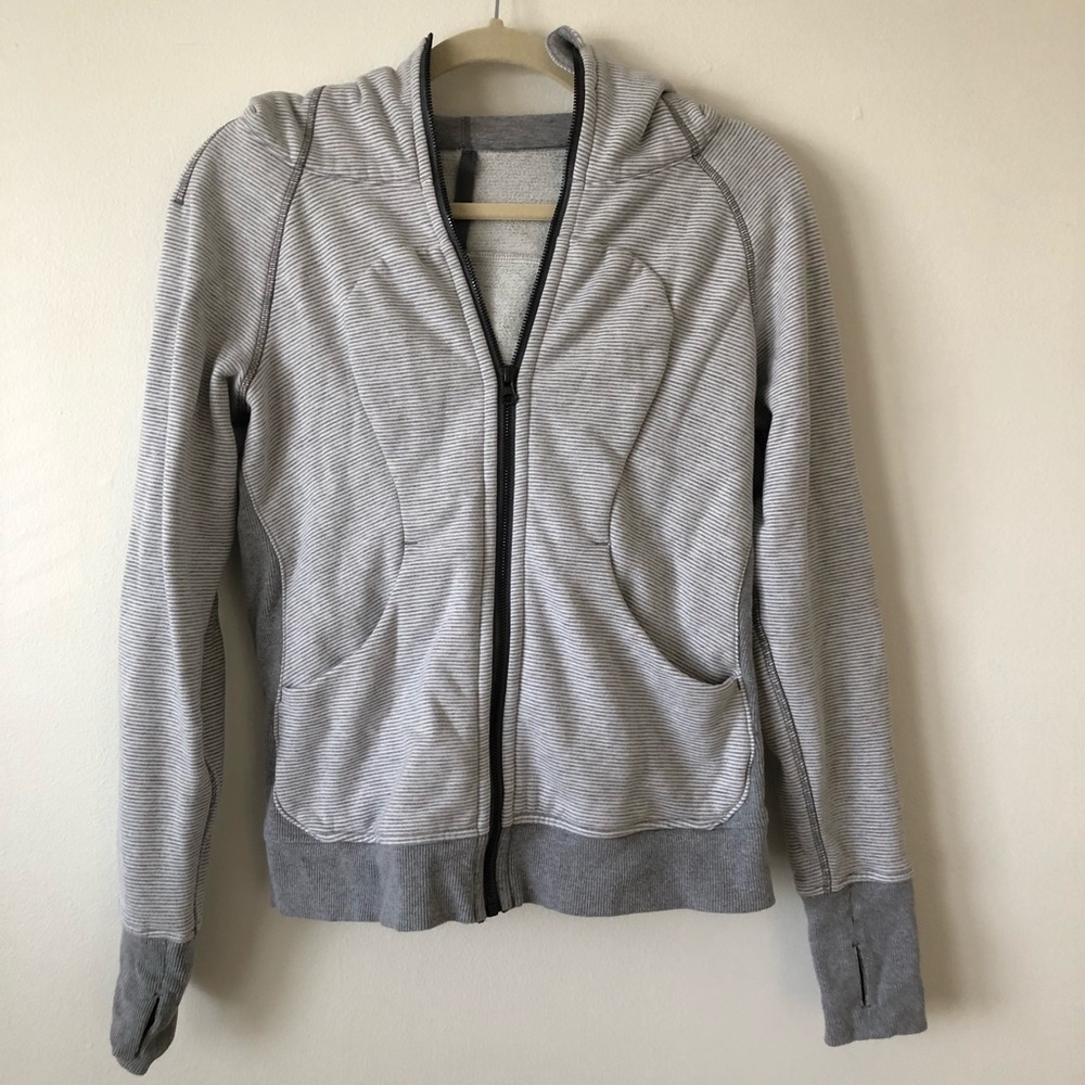 Lululemon gray striped scuba hoodie